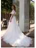 Illusion Neck Ivory Lace Tulle Wedding Dress